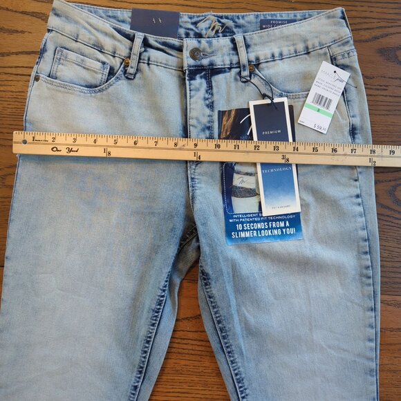 Miracle Jeans Promise 8 Wide Cuff Crop Caldera Wash Blue Denim Tummy Control - Picture 11 of 14